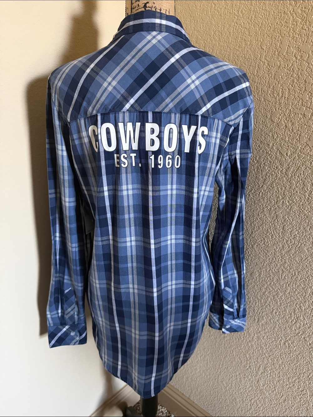 Dallas Cowboys Plaid Button-Up Shirt - Blue